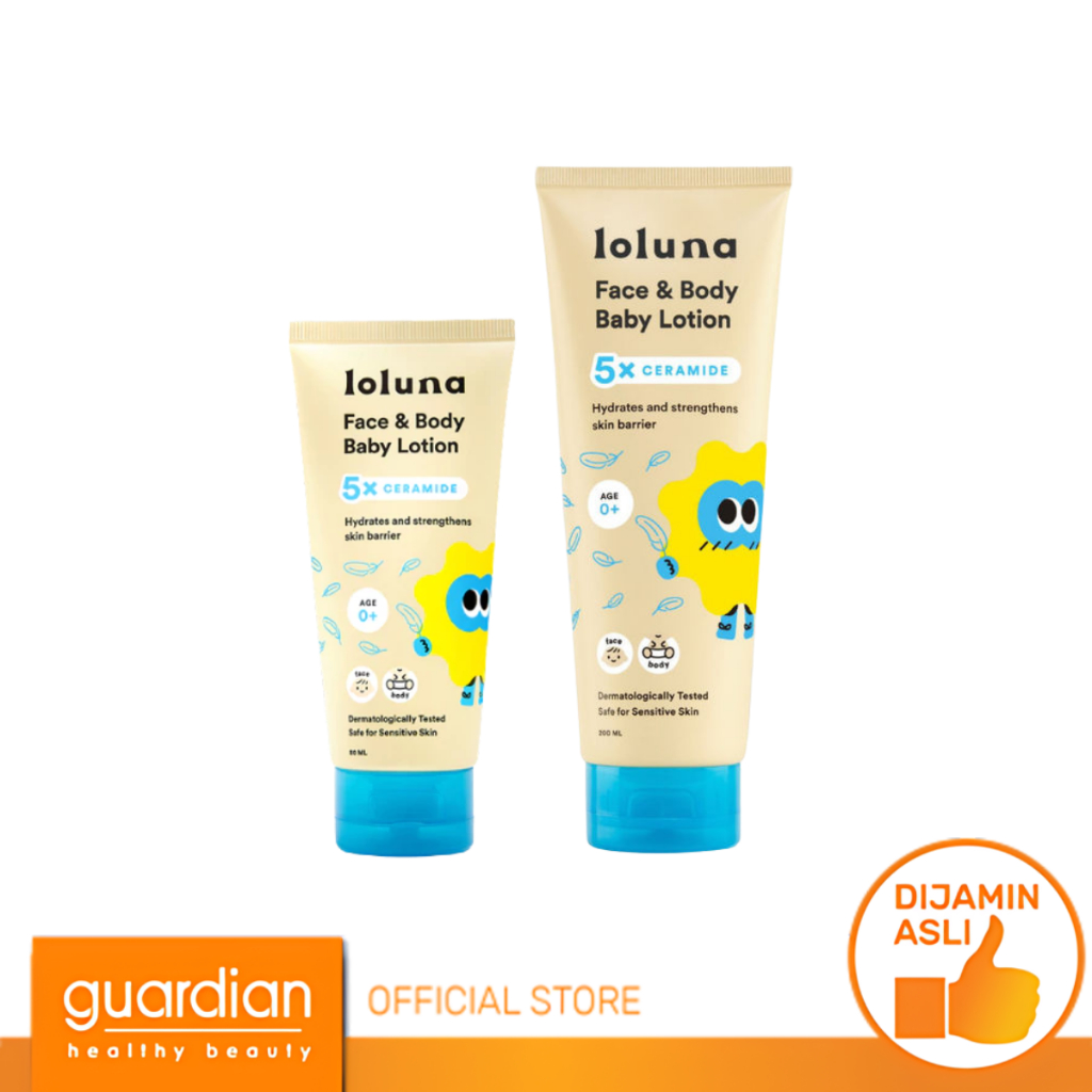 LOLUNA Face & Body Baby Lotion - Lotion Krim Muka dan Badan Bayi dan Anak/ Krim untuk Newborn/ 5x Ce