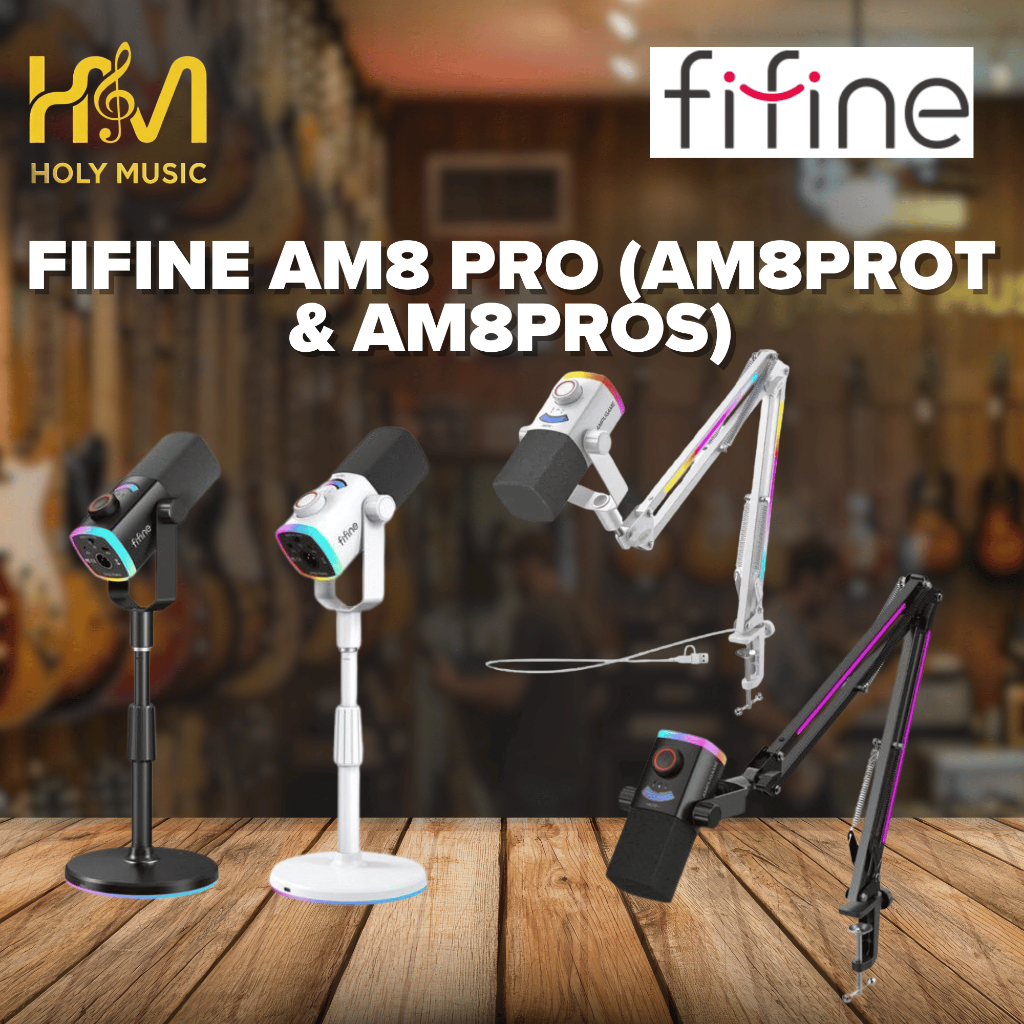 FIFINE AMPLIGAME AM8 PRO (AM8PROT & AM8PROS) – Next-Gen Dual USB/XLR Dynamic Microphone with DSP EQ