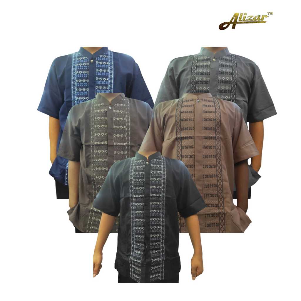 Baju Koko Pria Dewasa Lengan Pendek, Baju Koko Muslim Dewasa Lengan Pendek, Koko Bordir Lengan Pende