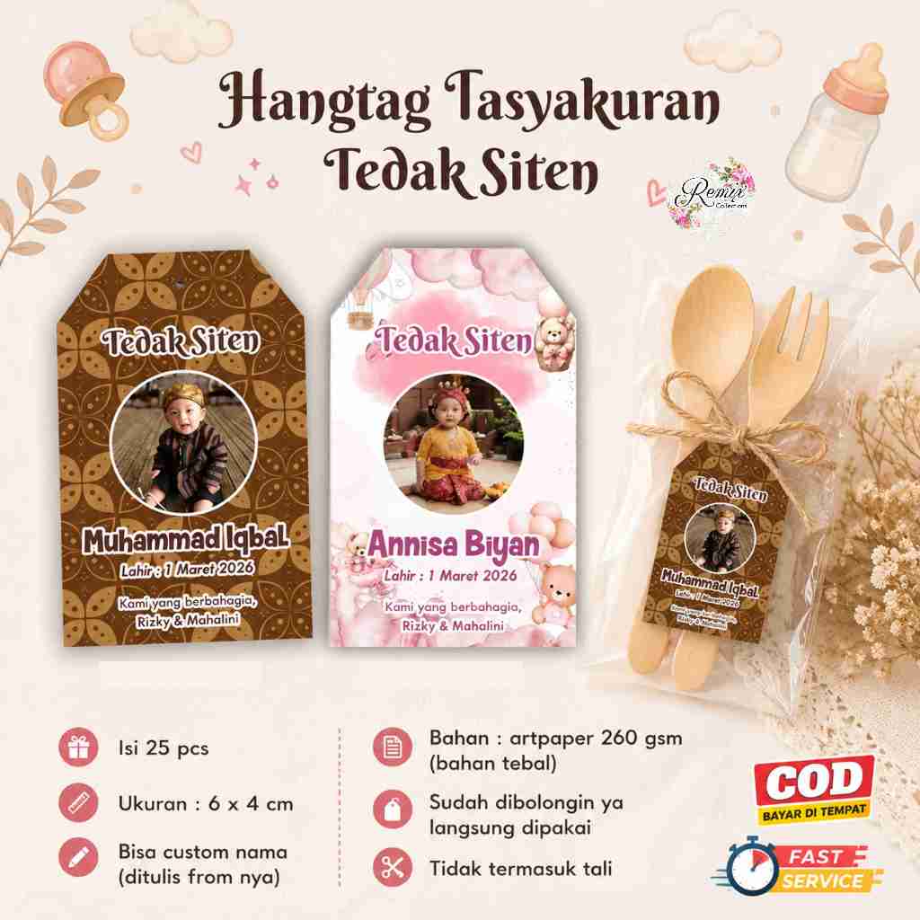 [25 pcs] Hangtag Tasyakuran Tedak Siten / Tag / Label