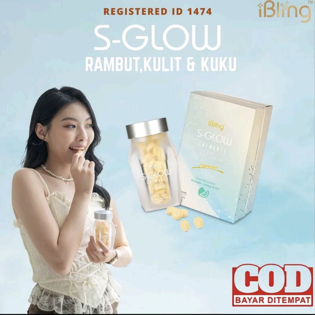 S - GLOW SUPLEMEN KESEHATAN RAMBUT KUKU KULIT ISI 60 TABLET