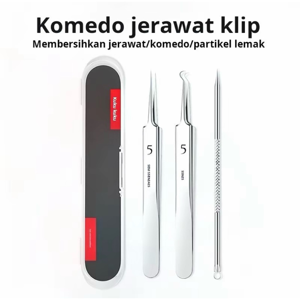 Produk import bagus, set jarum jerawat, tang penghilang komedo, popping jerawat, jarum penghilang je