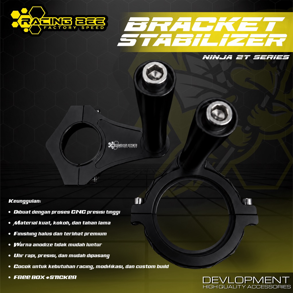 BREKET DUDUKAN STABILIZER NINJA R SS RR FULL CNC BLACK RACING BEE