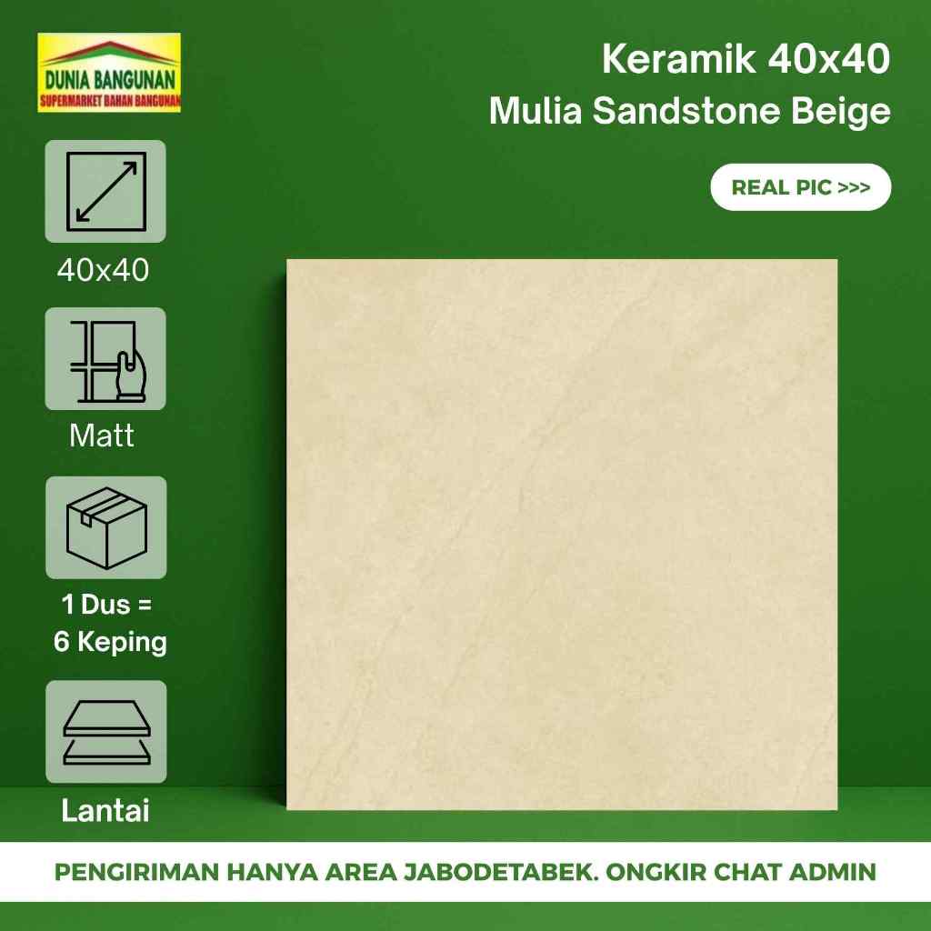 Keramik Lantai Dinding Mulia 40x40 Sandstone Beige Keramik Lantai Matt/Keset Keramik Dapur Teras