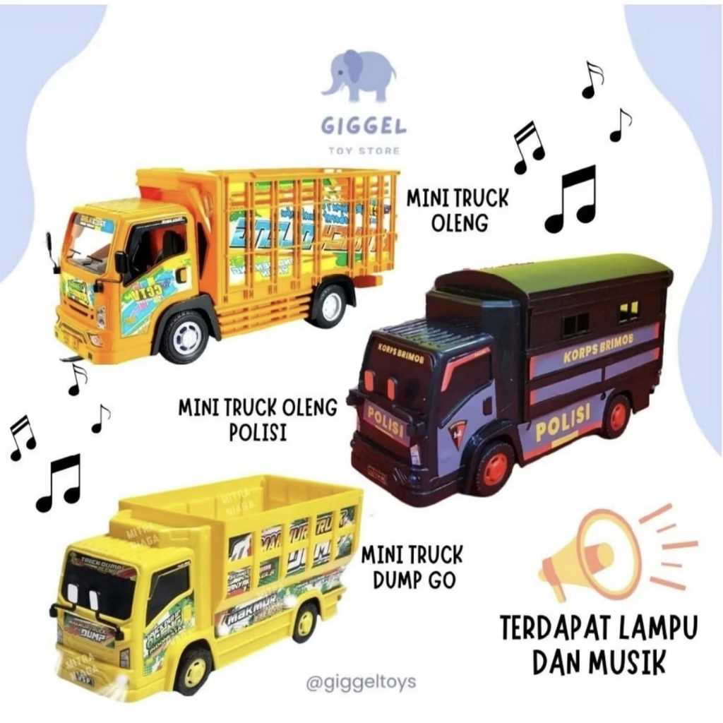 mainan anak mobil Polisi T05 / truk Basuri musik / truck oleng Dump truk goyang T01 / truk pasir Jsp