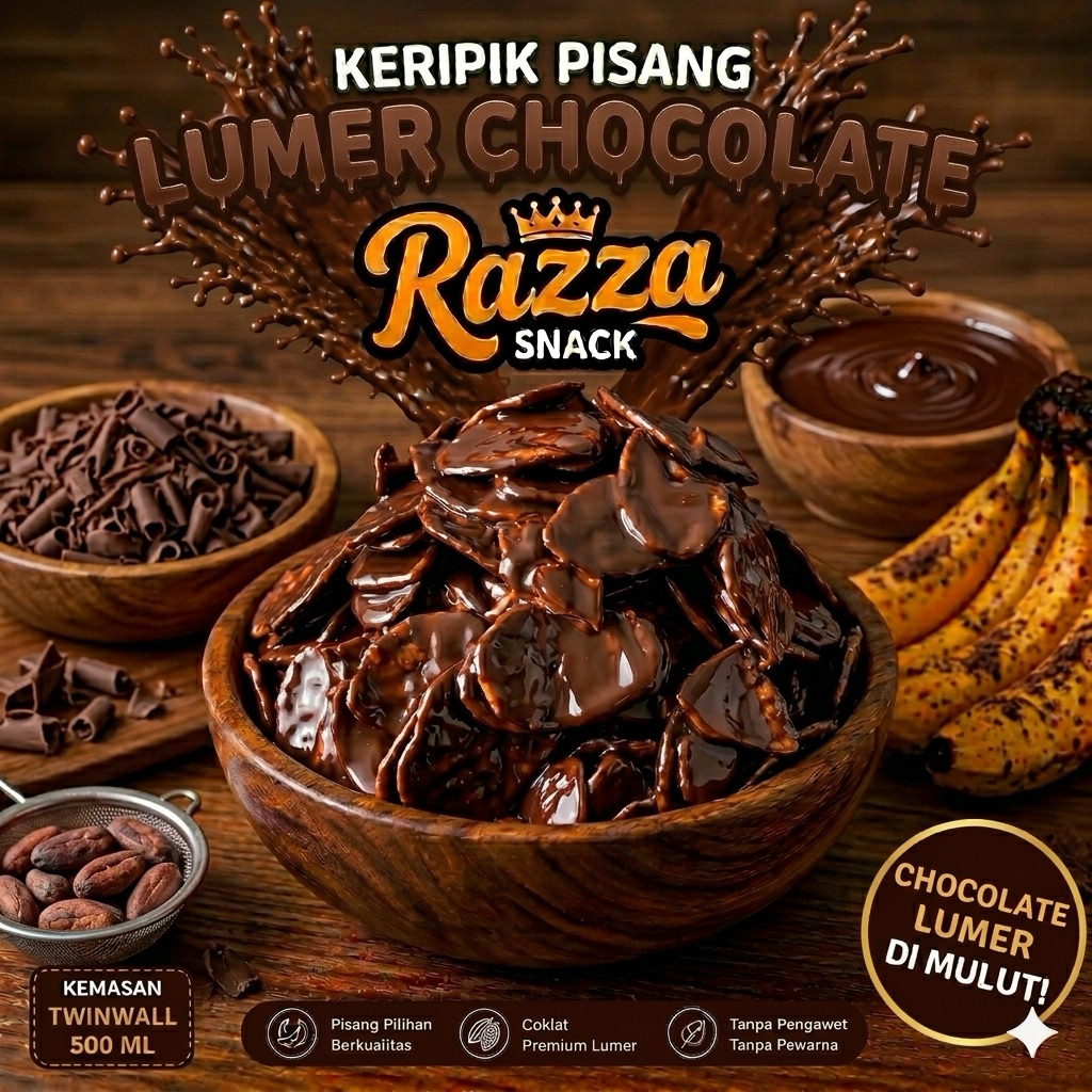 Keripik Pisang Coklat Lumer/Keripik Pisang Lumer Box 500ml 150gr