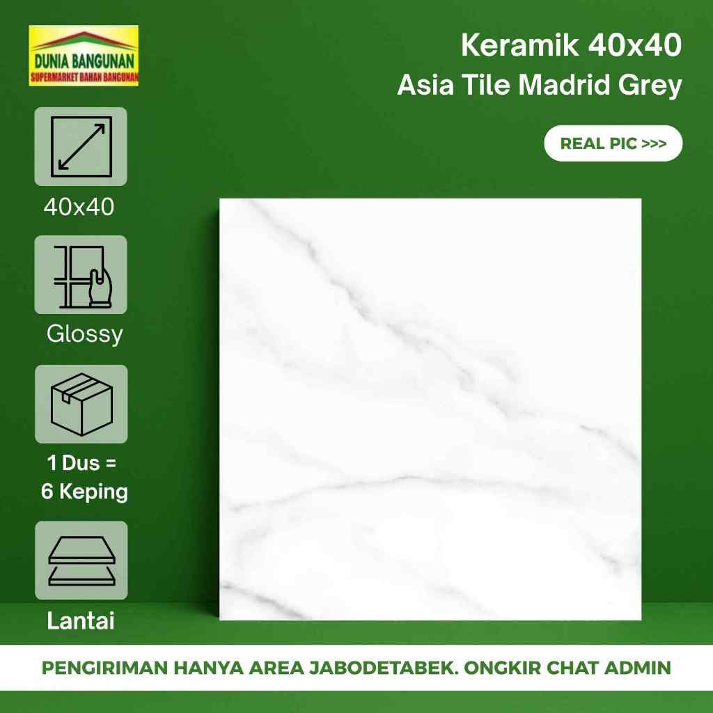 Keramik 40x40 Lantai Carara Asia Tile Madrid Grey Keramik Glossy Carara Licin