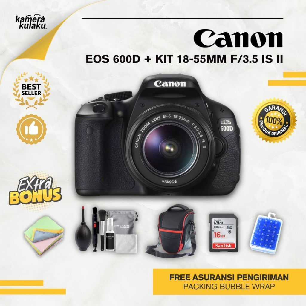 KAMERA CANON EOS 600D + LENSA KIT NO BOX BUKAN 200D 700D 750D 1100D 1300D