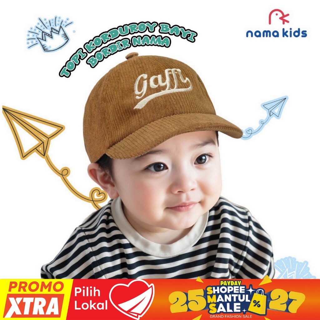 Topi Bayi Corduroy Custom Bordir Nama Premium Topi Anak Corduroy Premium Bordir Nama Topi custom fre