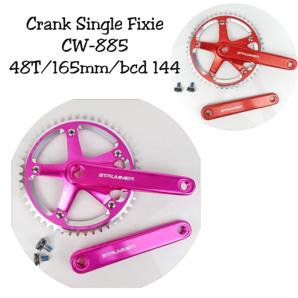 CRANK GER GIR DEPAN SINGLE SPEED SEPEDA FIXIE STRUMMER FULL ALOY 48T BCD 144 ARM 165MM