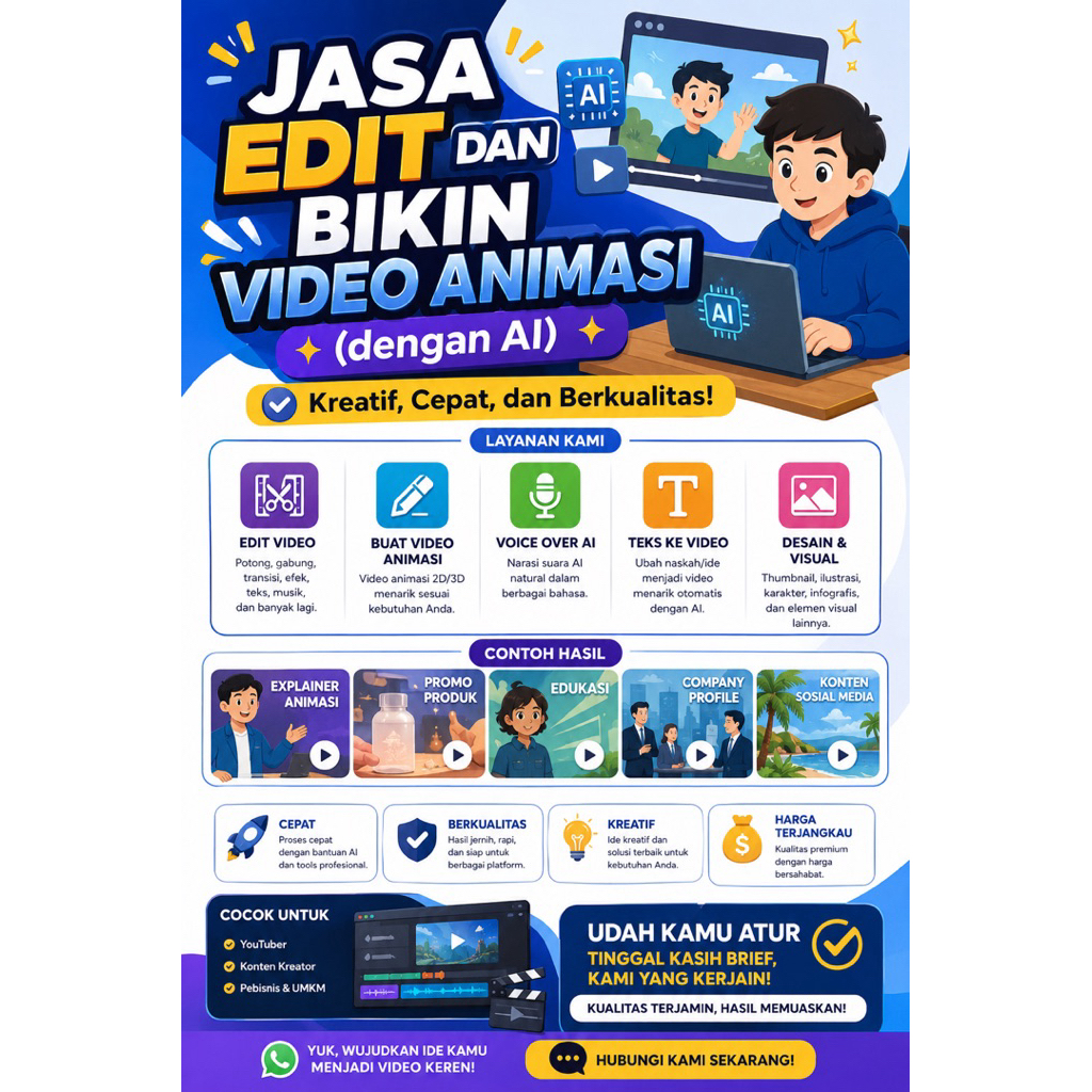 jasa bikin dan edit video animasi (pakai AI)