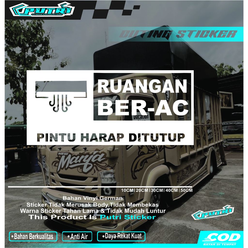 Cutting Sticker Kata Kata Kaca Mobil/Pickup L300/Truk Canter ruangan ber AC termurah