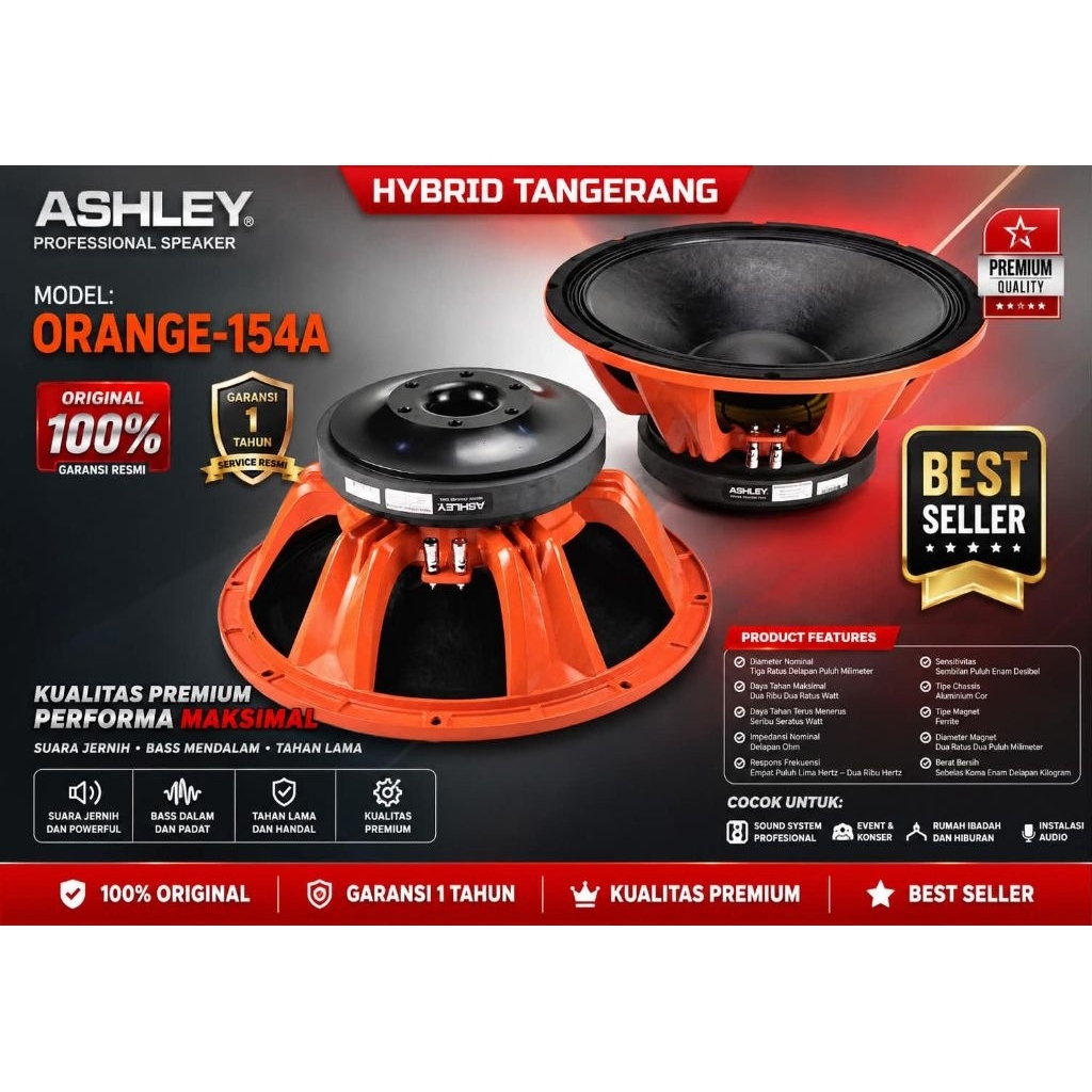 SPEAKER KOMPONEN ASHLEY 15 INCH VC 4 INCH ORANGE-154A ORANGE 154A ORANGE154A ORIGINAL