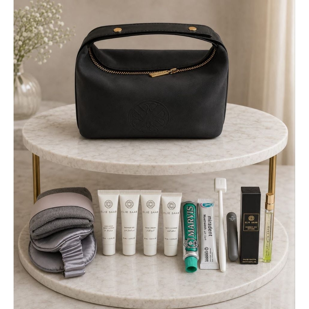 Elie Saab x Saudia Airlines Amenity Kit - Set Travel Pouch Mewah Original & Eksklusif