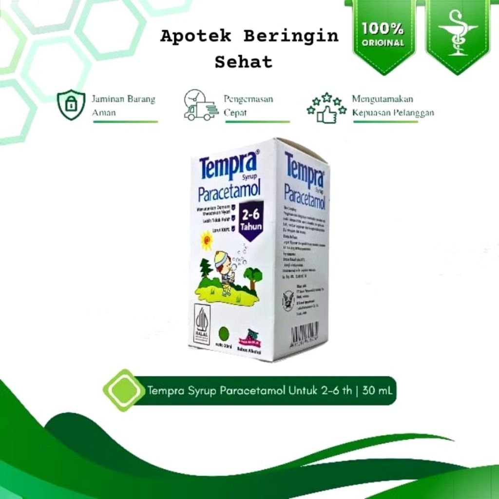 Tempra Sirup Rasa Anggur 100ml - Paracetamol 160mg/5ml, Meredakan Nyeri Ringan, Menurunkan Demam, Un
