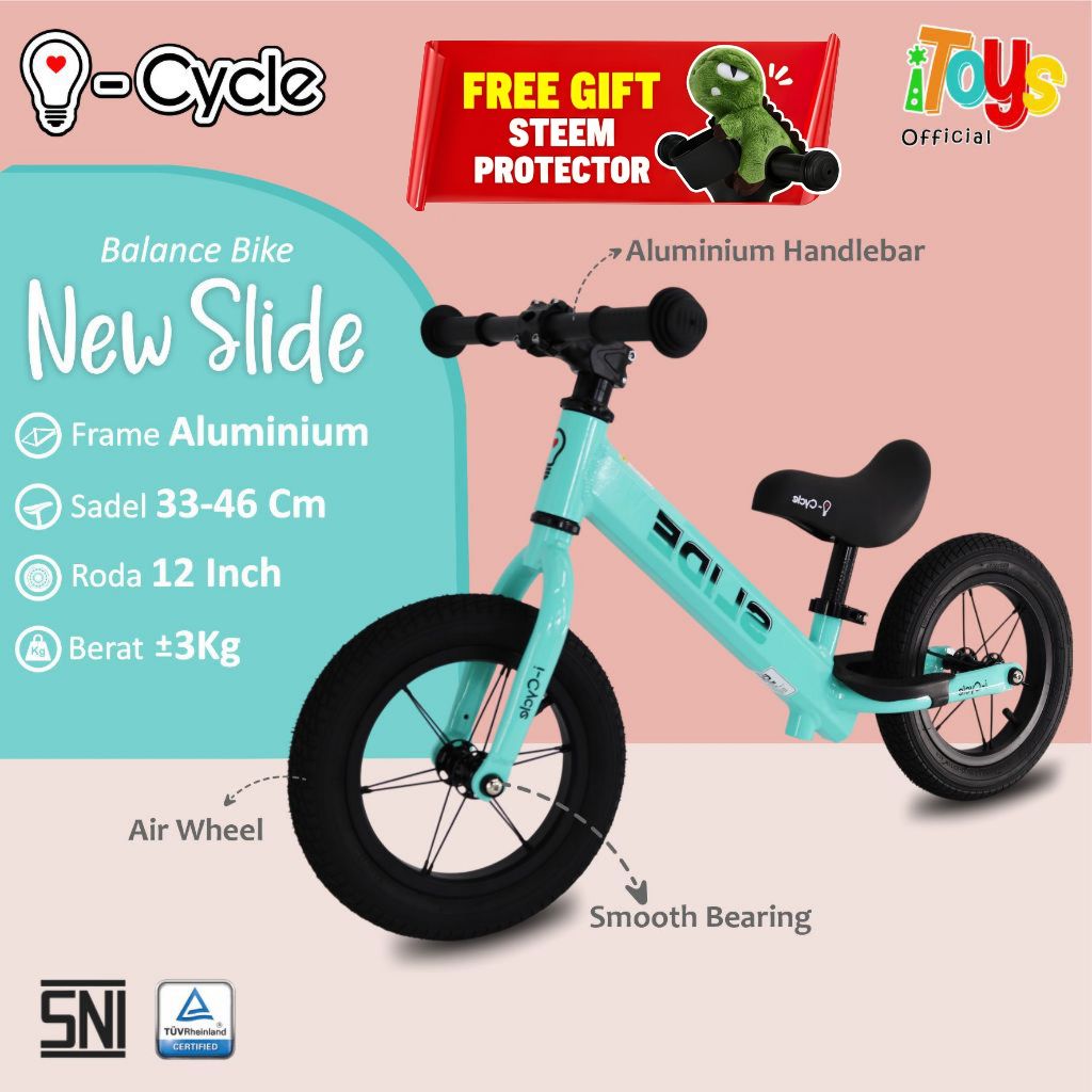 Balance Bike ICYCLE (Slide New Version) Push Bike | Sepeda Keseimbangan Anak 12 inch | Race Bike
