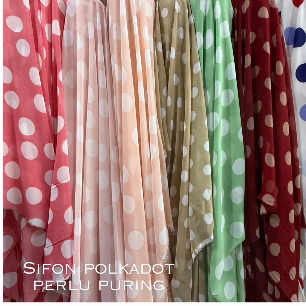 kain sifon premium motif polkadot  besar & dot kecil