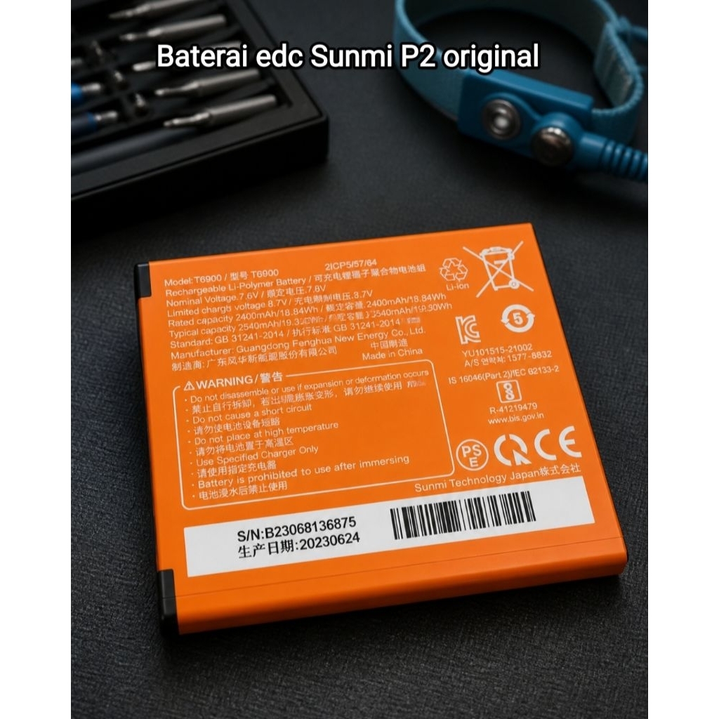 Baterai edc SUNMI P2 Model T6900 original 100%