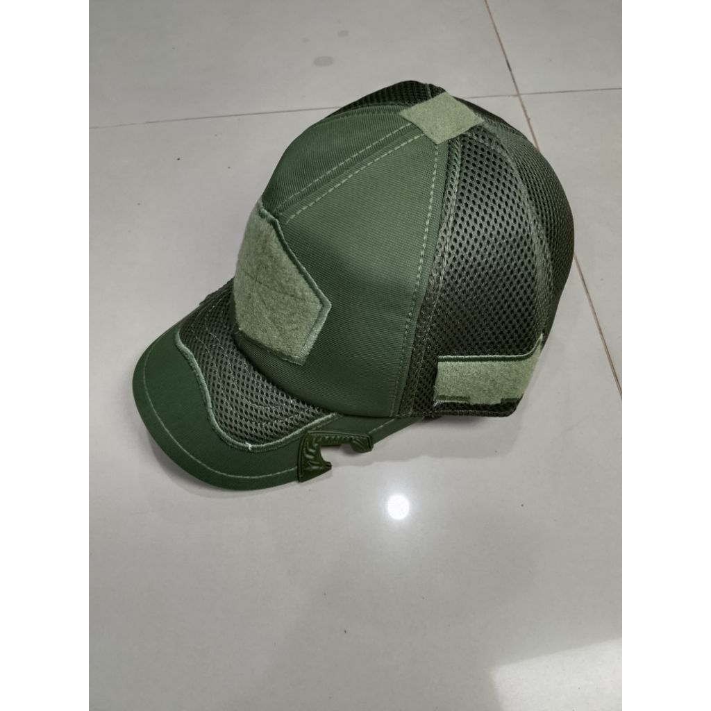 Topi Coak Taktikal Hijau Polos - Topi Lapangan Bernapas dengan Perekat Velcro