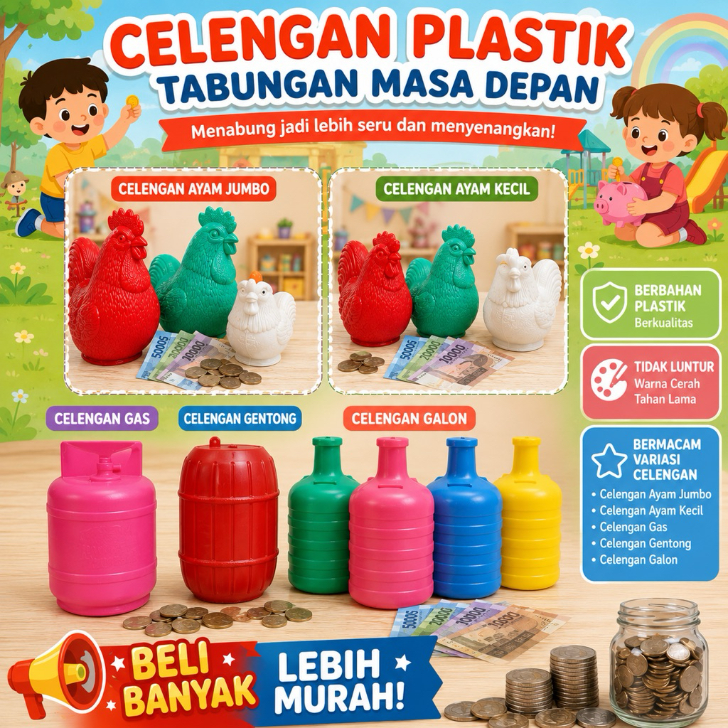 CELENGAN TONG PLASTIK BESAR / CELENGAN PLASTIK JUMBO / SEDANG / KECIL