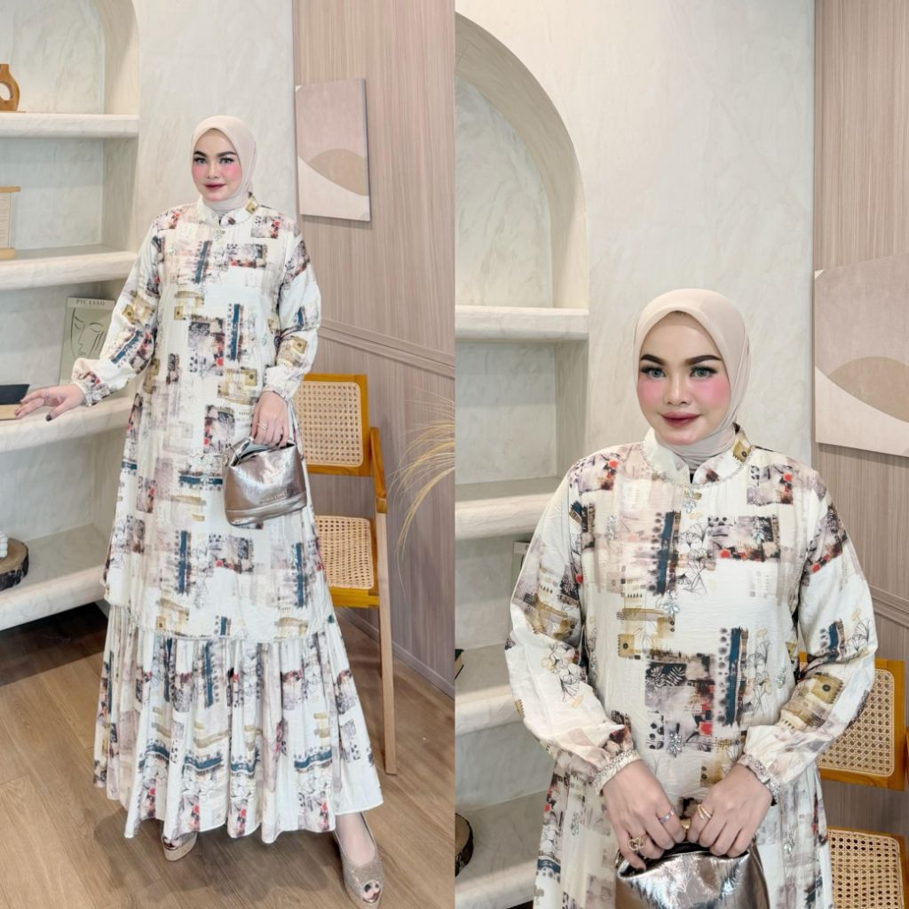 Realpict Dress Ozora/Dress Busui/Gamis Muslim/Gamis Motif