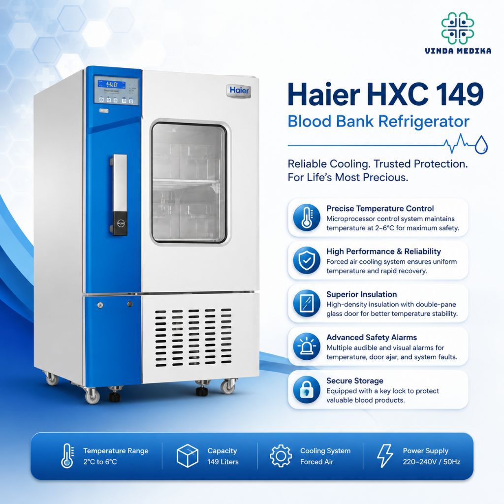 Haier HXC-149 Blood Bank Refrigerator Kulkas Bank Darah Medis 149L Suhu 2-6°C Digital Blood Storage