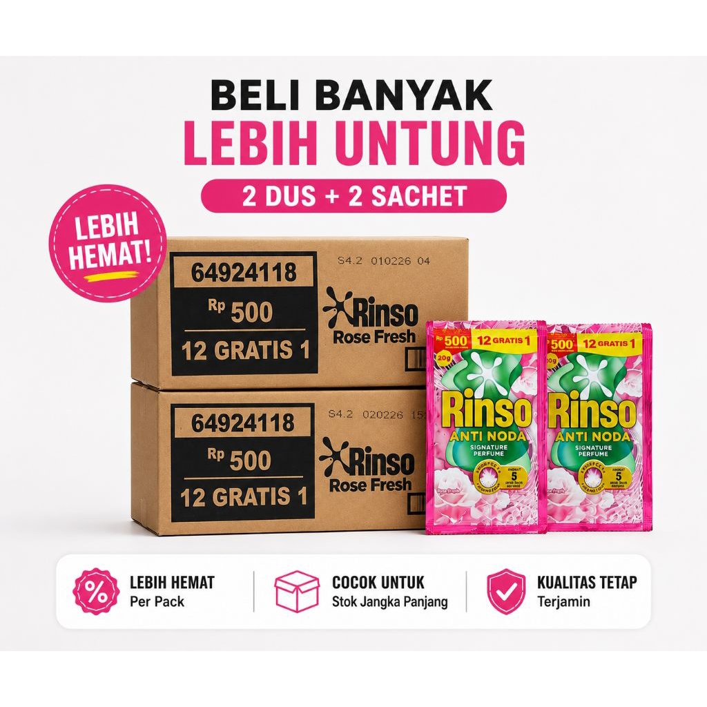 10 Karton Rinso Cair bisa pilih aroma| Eceran 500 104 Sachet Grosir Murah