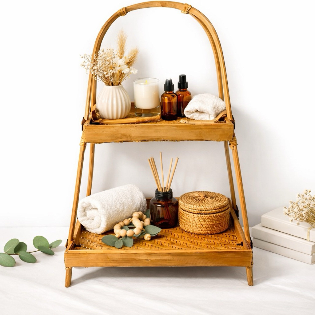 RAK BAWANG BAMBU KOTAK | RAK DAPUR | RAK SERBAGUNA