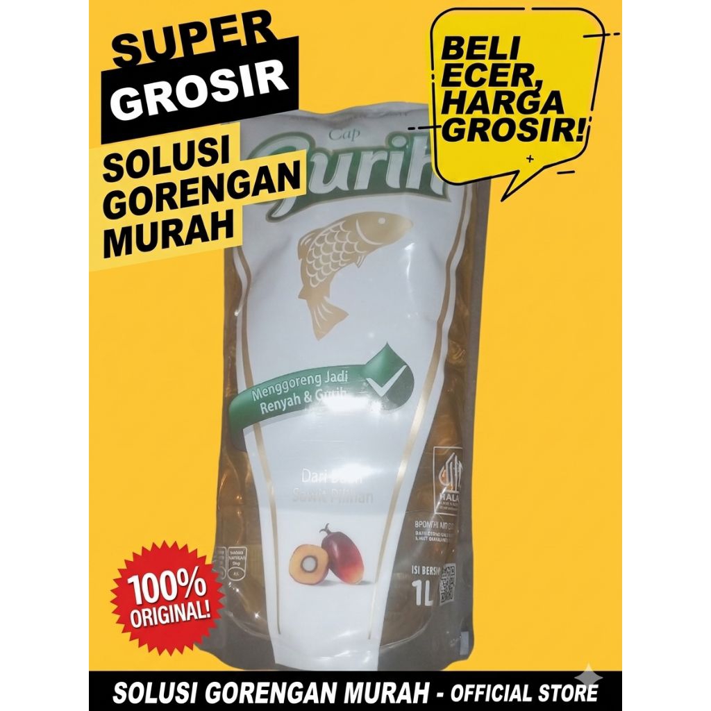 Minyak Goreng Cap Gurih 1 Liter Pouch - Minyak Goreng Sawit Murah Grosir Eceran
