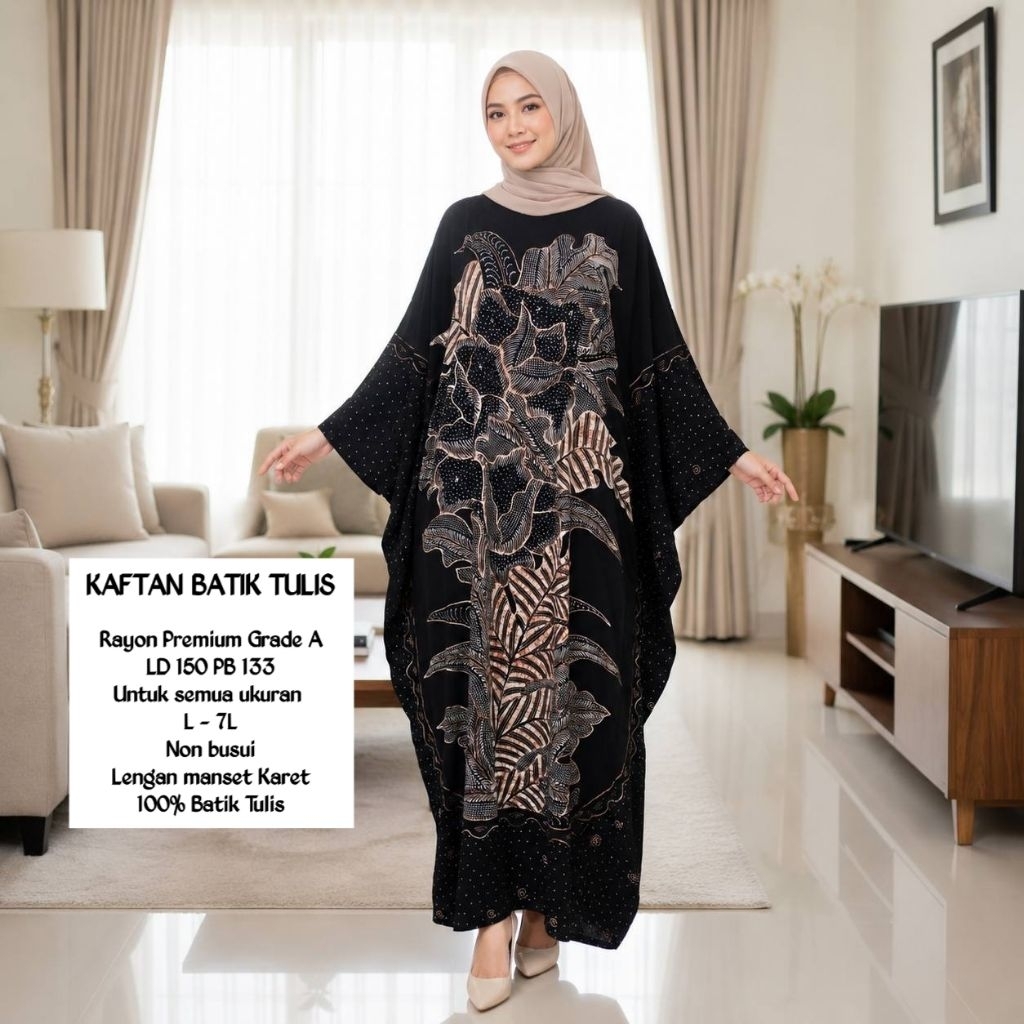 BATIK AIS Kaftan Batik Tulis Non Busui Daster Lowo Lengan Panjang Rayon Premium