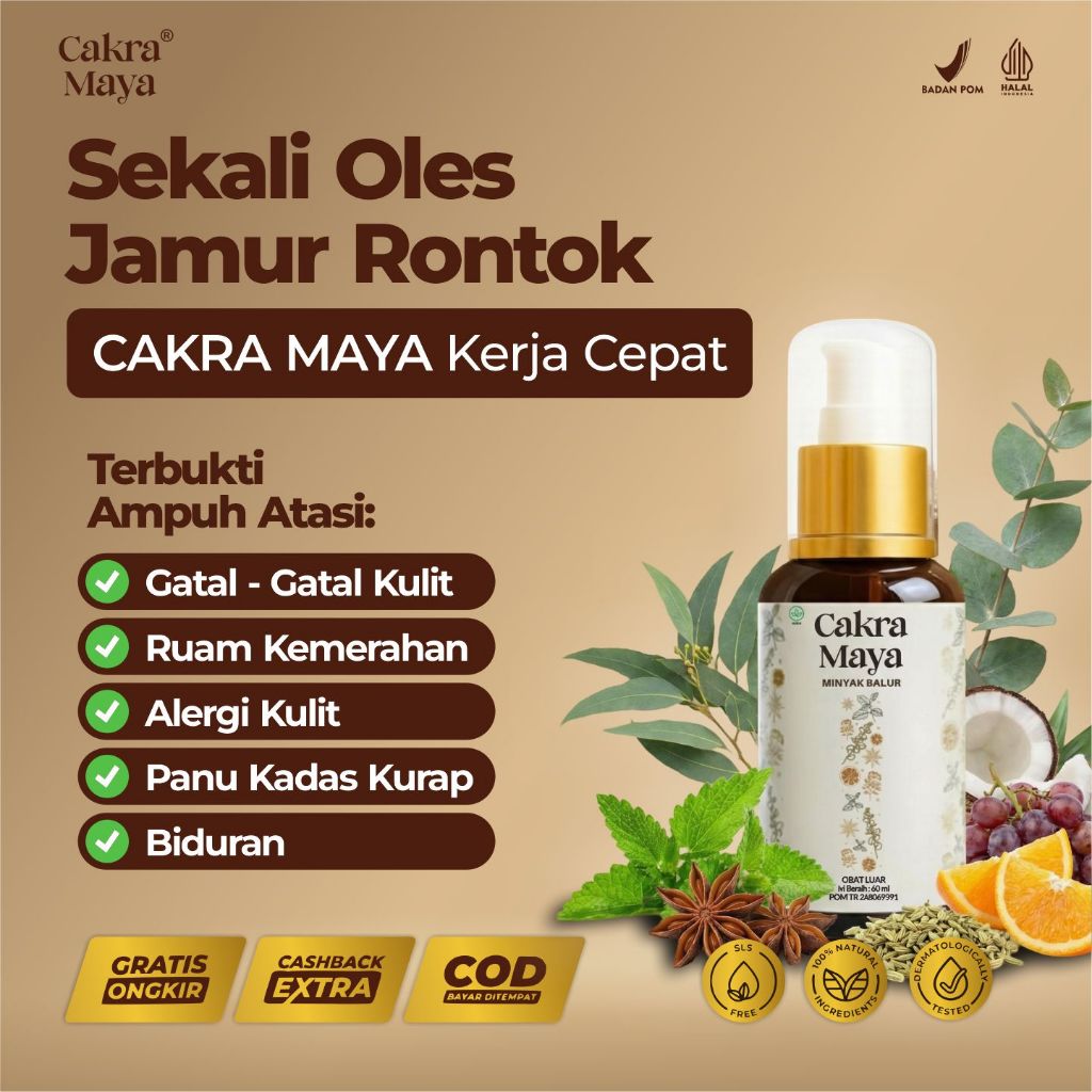 Cakra Maya® Minyak Balur Aromaterapi Ampuh Efektif Atasi Hilangkan Gatal Panu Eksim Jerawat Punggung