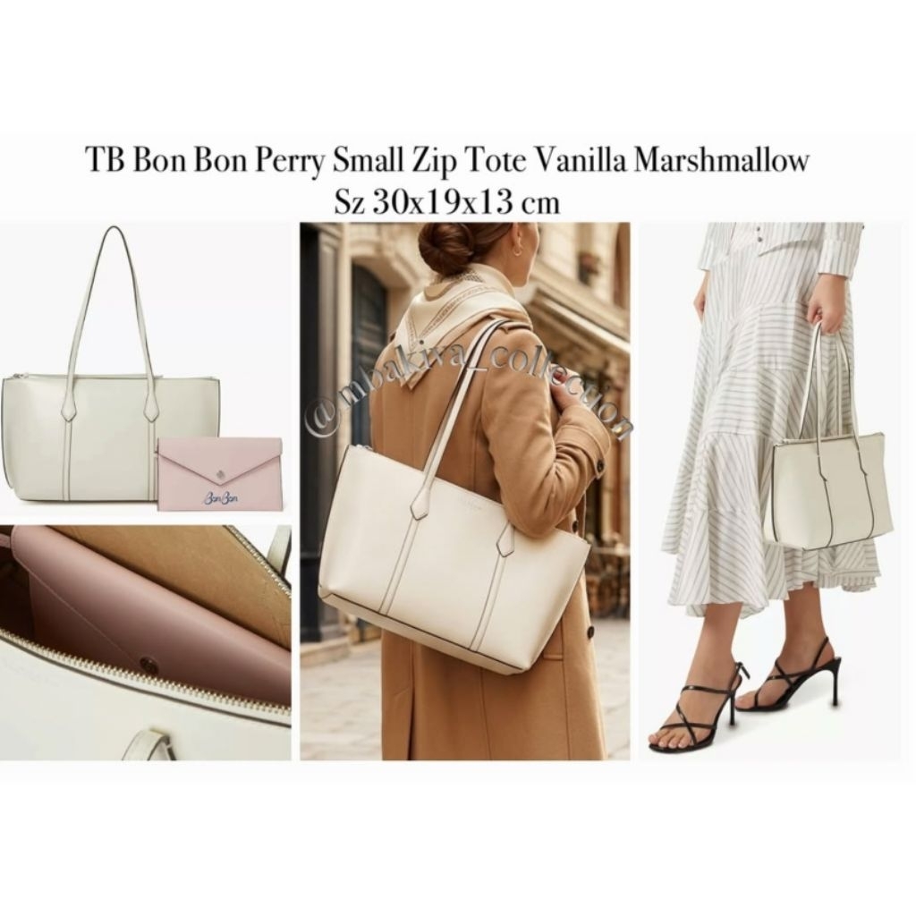 TB Bon Bon Perry Small Zip Tote Vanilla Marshmallow