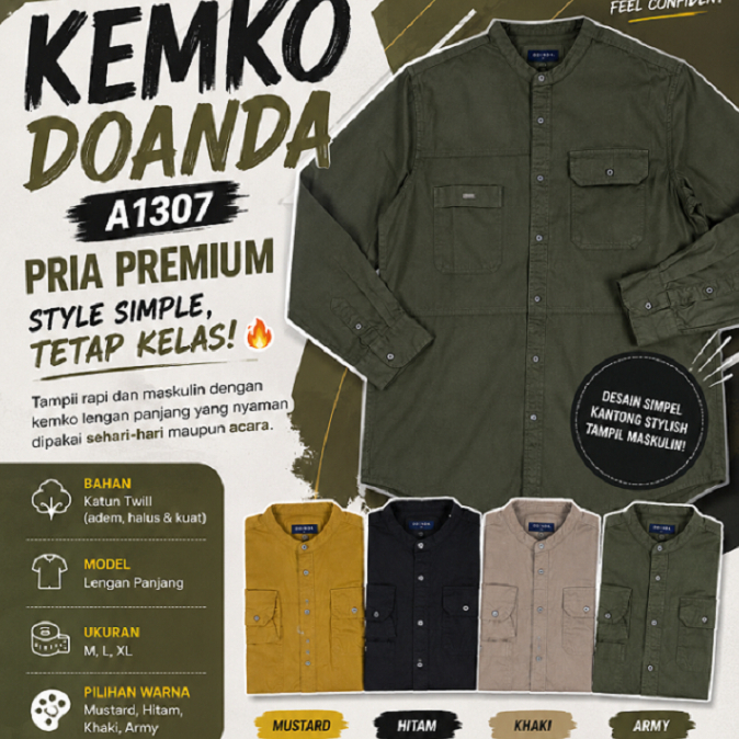 DOANDA KEMKO DEWASA A1307 - Kemeja Panjang Premium style