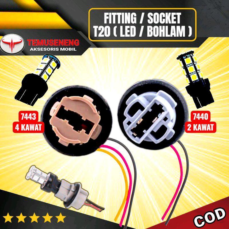 FITTING T20 LAMPU BOHLAM LED KOTA MUNDUR REM SOKET T20 TANCAP PITING 2 KAWAT 7440 4 KAWAT 7443