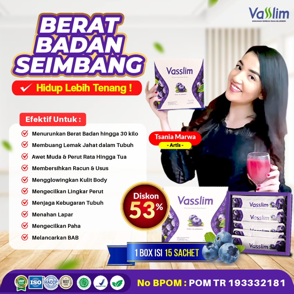 Vasslim Fiber Drink Diet Pelangsing Badan Perut Buncit Wanita Herbal Cepat dan Ampuh Bpom