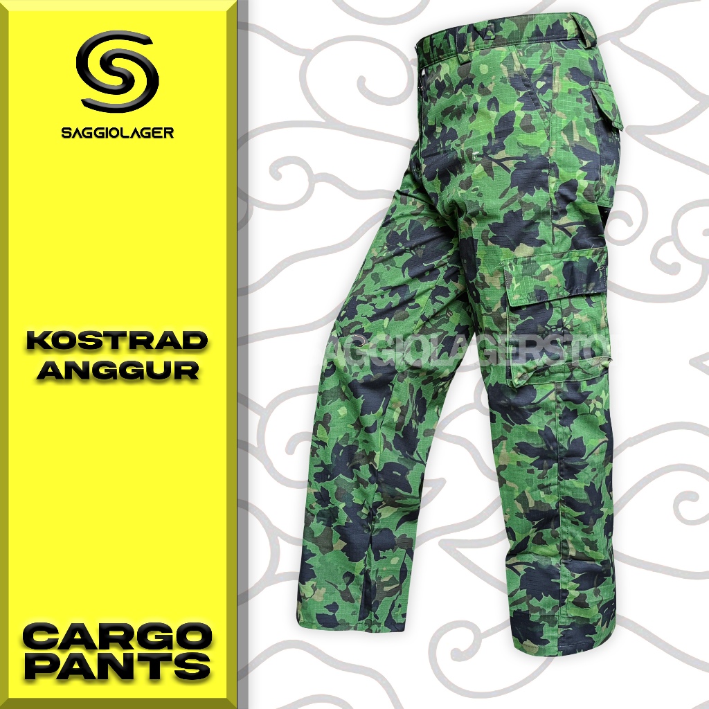 Celana Pdl TNI Loreng Kostrad Anggur Pria Outdoor Cargo