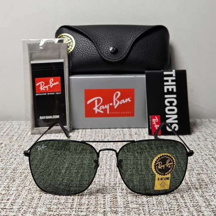 Kacamata Rayban Caravan RB3136 002 Black Lens Green Original