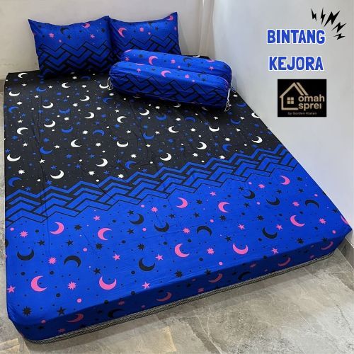 SPREI MOTIF BULAN BINTANG SET KOMPLIT SARUNG BANTAL SARUNG GULING MURAH BERKUALITAS