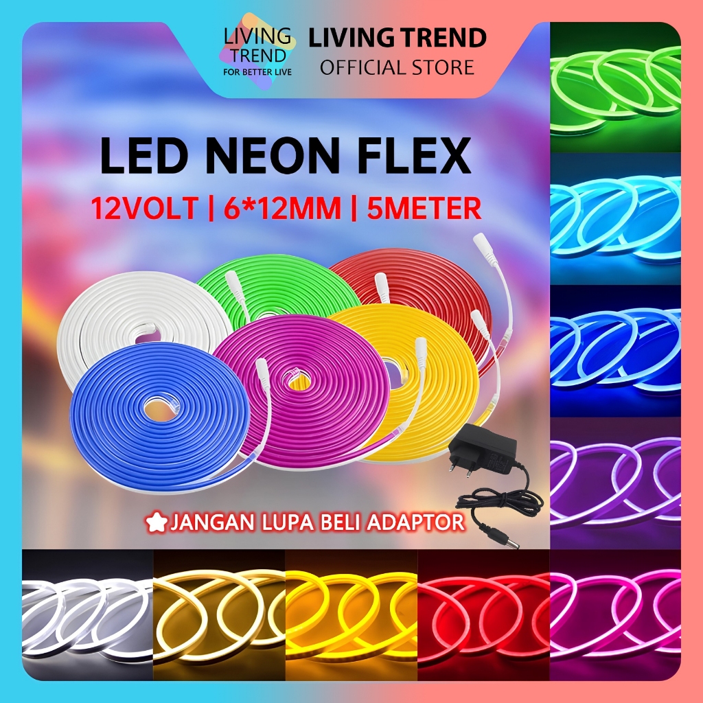 Lampu LED Neon DC 12V 5 Meter / Flex Selang Kualitas Super