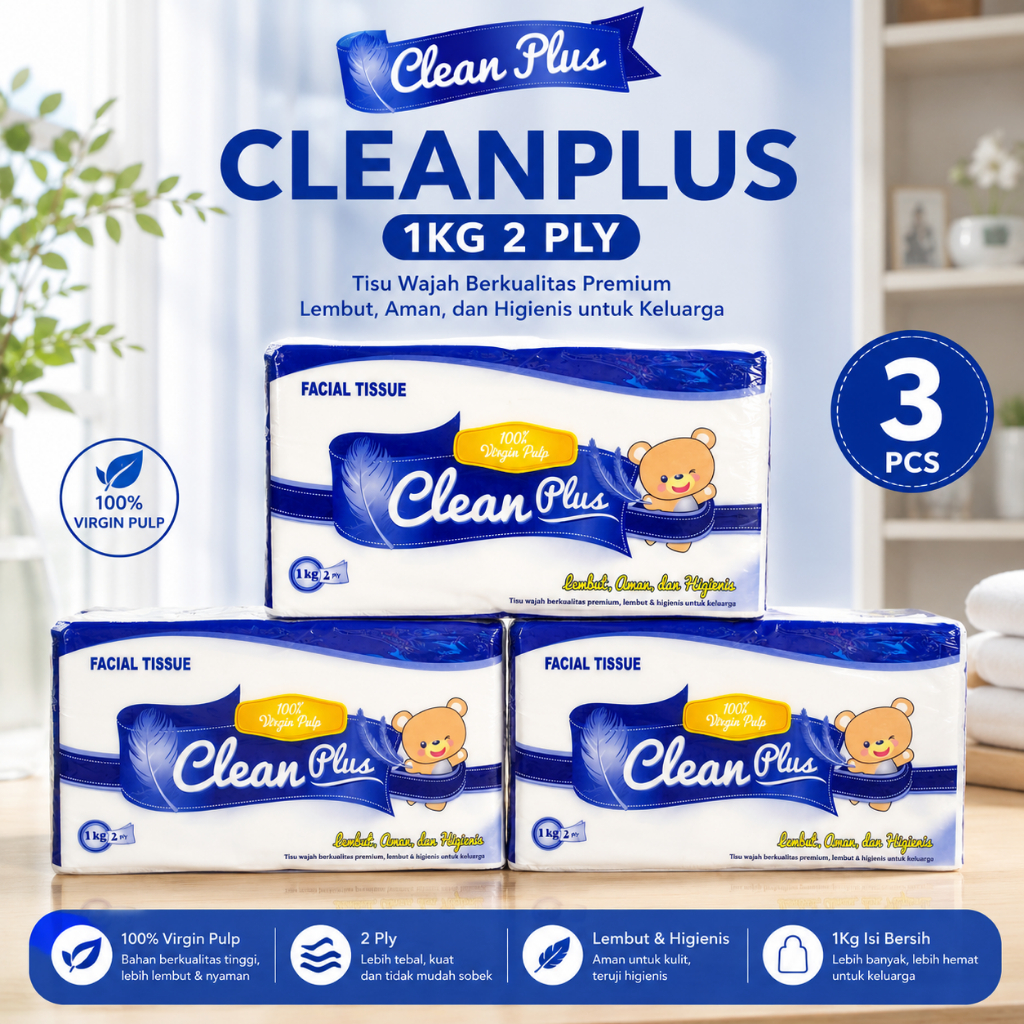 TISU JUMBO CLEANPLUS 1KG/2PLY(PAKET 3 TENTENG)