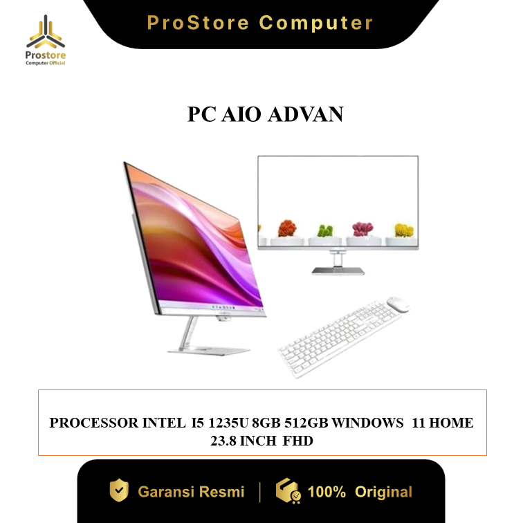ADVAN AIO ONE PC INTEL CORE I5 1235U RAM 8GB 512GB SSD WINDOWS 11 23.8" FHD - PC AIO ALL IN ONE DESK