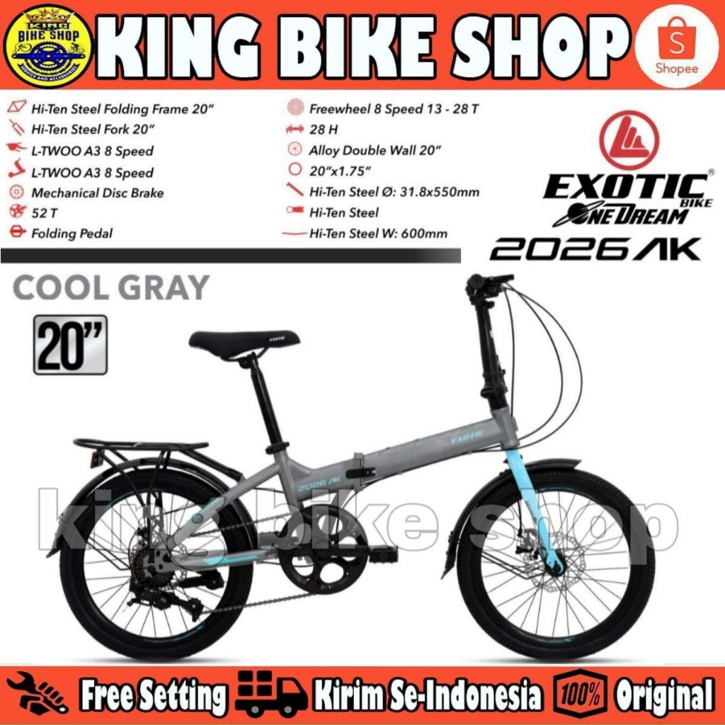 Sepeda Lipat EXOTIC 2026 AR// 2026 AK Ukuran 20&16 Inch 7 Speed Rem Cakram Boncengan