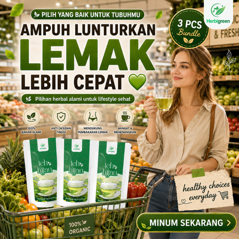 HERBIGREEN  Slimming Tea | TEH HIJAU DIET HERBAL SLIM & DETOX TEA PELANGSING TUBUH IDEAL / SLIM DETO