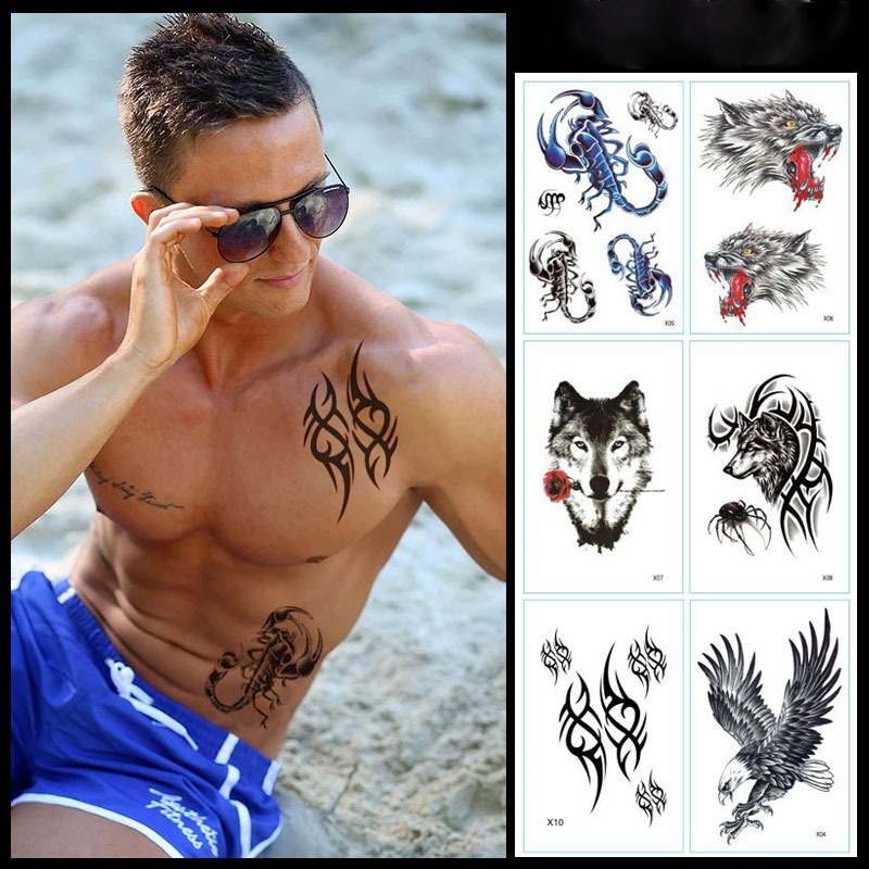 Unisex Stiker tato temporer yang tahan hingga 1 minggu, tahan air, dan awet.