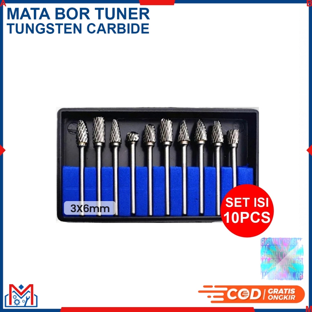 Paket 10 Pcs Mata Tuner Porting Bor Cuner Tungsten Carbide / mata bor cun / cuner porting / tuner