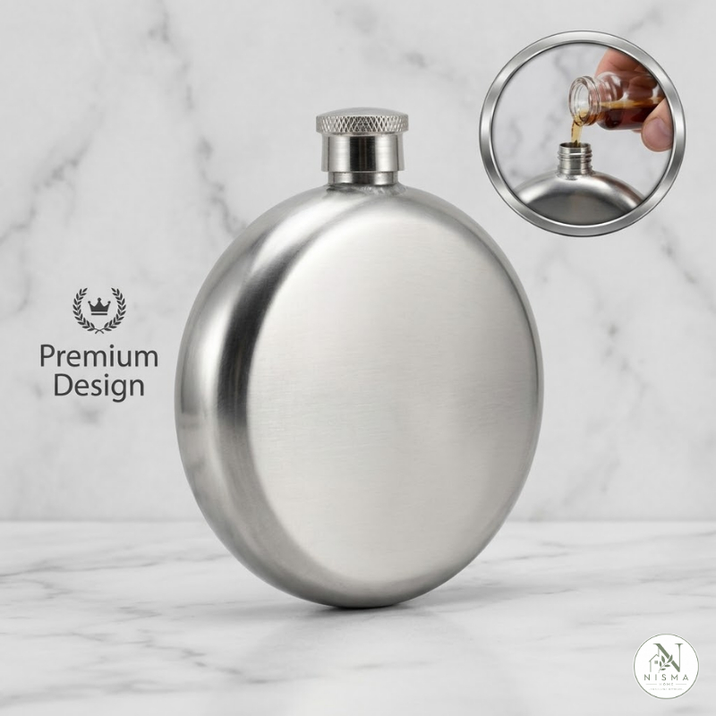 Wadah Bir Pocket Flask Stainless Botol Minum Gepeng Mini Suvenir Premium Hadiah Cowok Elegan