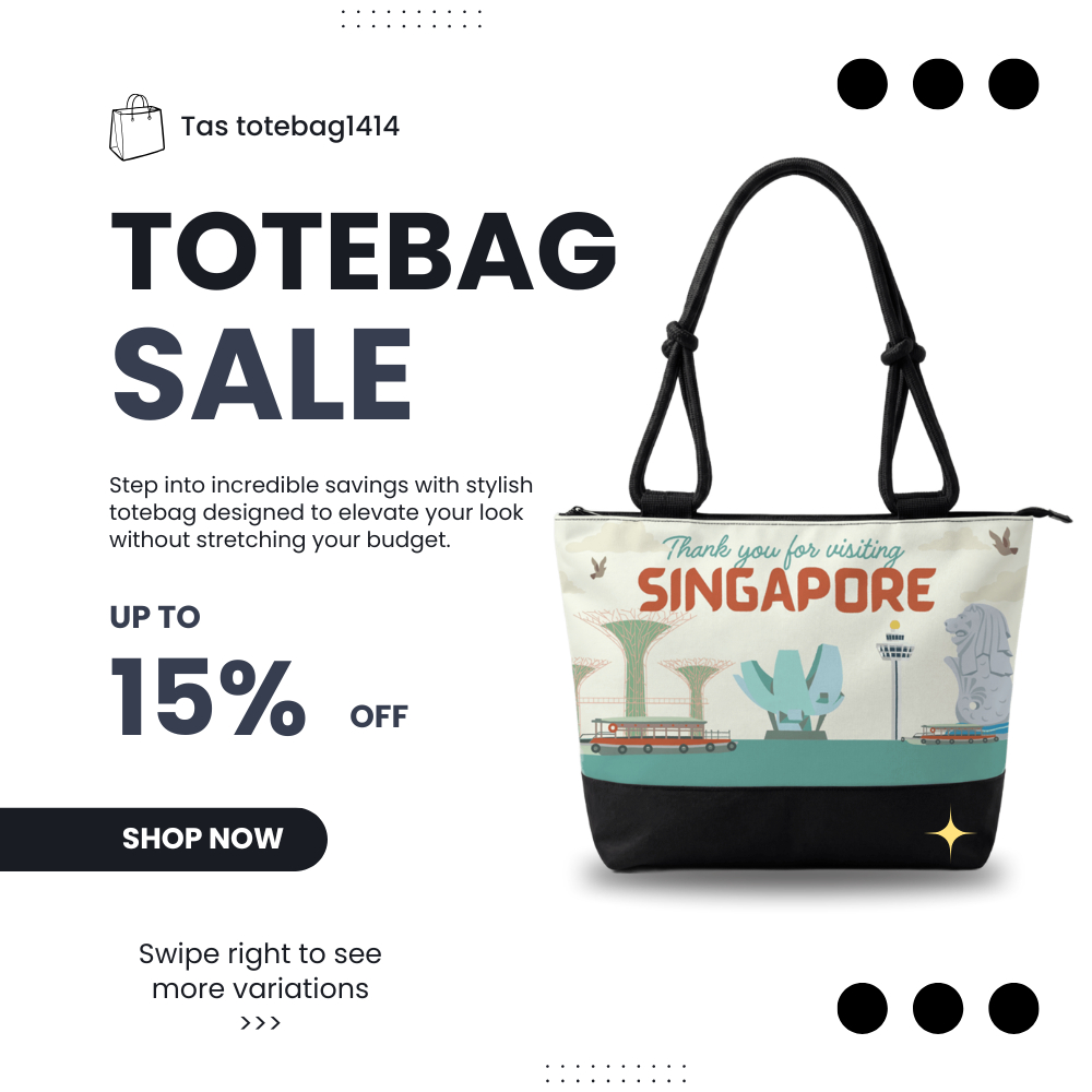 Tas Kanvas Tali Sumbu Handbag Kanvas Motif Singapore Tas Tali Sumbu Tas Mukena Tote Tali Sumbu