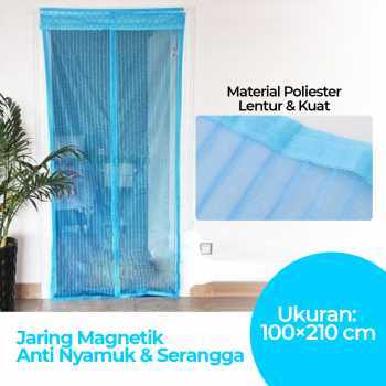 TaffHOME Tirai Pintu Magnet HW25 Biru 100x210 Gorden Jaring Anti Nyamuk DIY Kamar