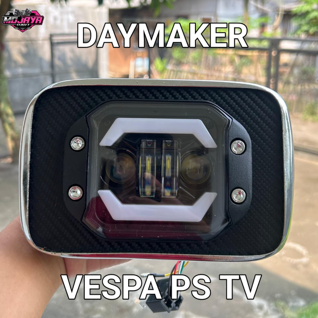 LAMPU DEPAN DAYMAKER VESPA PS TV KOTAK || PS BANCI Waterproof PNP Murah
