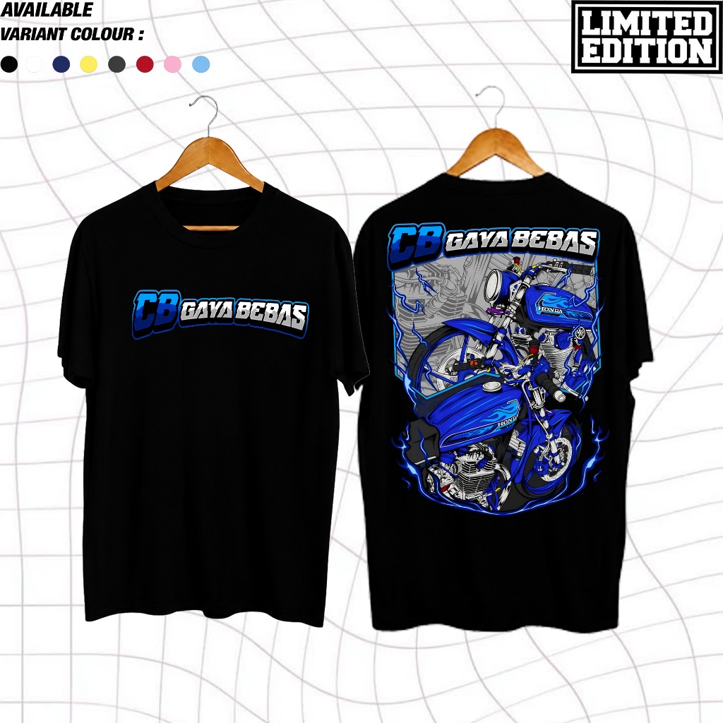 Kaos CB Gaya Bebas // Kaos Motor CB Biru// Kaos Pria Kaos Distro Combed MAESTRO APPAREL.ID